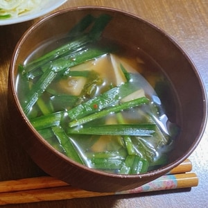 豆腐とニラでキムチスープ